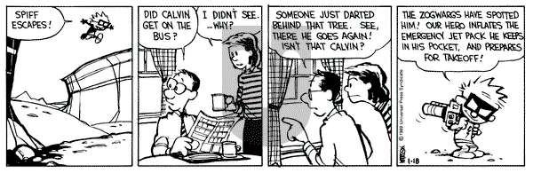 Calvin and Hobbes on Wednesday January 18, 1989 Comic Strip