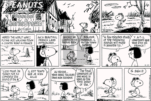 Peanuts - Sunday April 21, 1985 Comic Strip