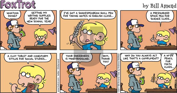 FoxTrot on Sunday August 27, 2017 Comic Strip