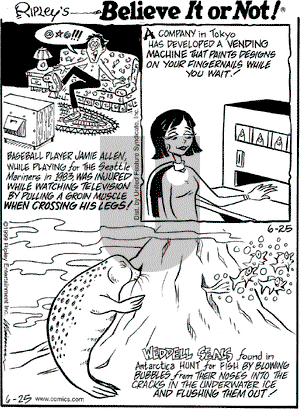 Ripley's Believe It or Not on Friday June 25, 1999 Comic Strip