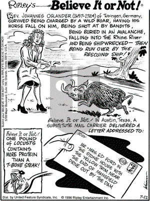 Ripley's Believe It or Not on Friday July 12, 1996 Comic Strip