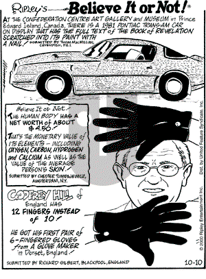 Ripley's Believe It or Not on Saturday April 28, 2001 Comic Strip