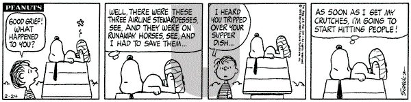 Peanuts on Tuesday February 24, 1976 Comic Strip