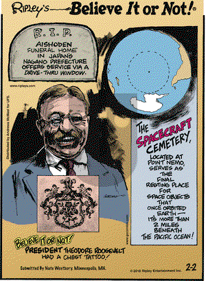 Ripley's Believe It or Not on Friday February 2, 2018 Comic Strip