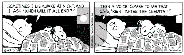 Peanuts on Tuesday August 15, 1995 Comic Strip