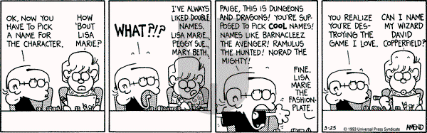 FoxTrot on Thursday March 25, 1993 Comic Strip