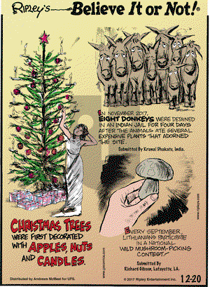 Ripley's Believe It or Not on Wednesday December 20, 2017 Comic Strip
