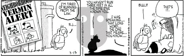 Over the Hedge on Tuesday March 13, 2001 Comic Strip