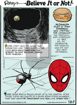 Ripley's Believe It or Not on Wednesday October 7, 2020 Comic Strip
