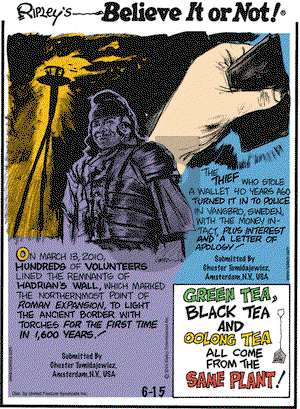 Ripley's Believe It or Not on Tuesday June 15, 2010 Comic Strip