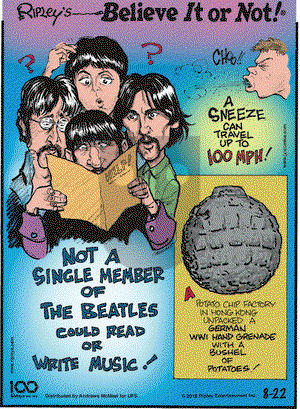 Ripley's Believe It or Not on Thursday August 22, 2019 Comic Strip