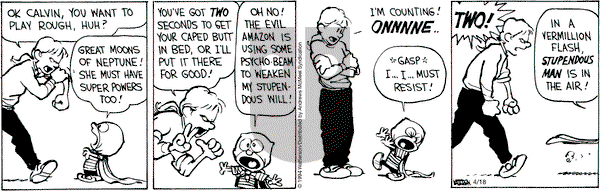 Calvin and Hobbes - Thursday April 18, 2024 Comic Strip