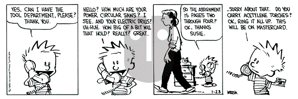 Calvin and Hobbes - Monday January 23, 1989 Comic Strip