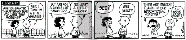 Peanuts on Wednesday November 22, 1961 Comic Strip