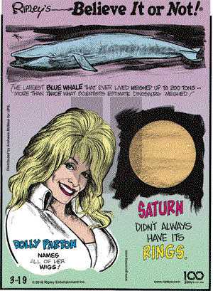 Ripley's Believe It or Not on Tuesday March 19, 2019 Comic Strip
