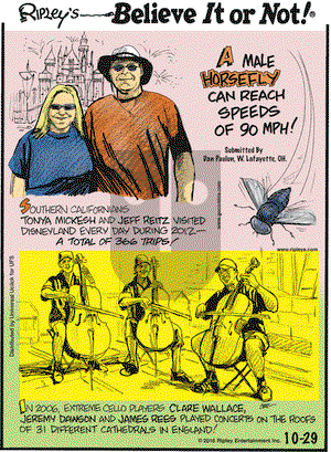 Ripley's Believe It or Not on Saturday October 29, 2016 Comic Strip