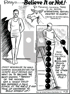 Ripley's Believe It or Not on Saturday July 13, 1996 Comic Strip
