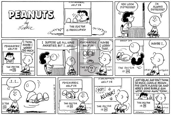 Peanuts on Sunday February 1, 1987 Comic Strip