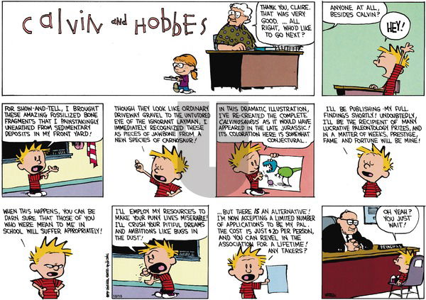 Calvin and Hobbes on Sunday December 9, 1990 Comic Strip