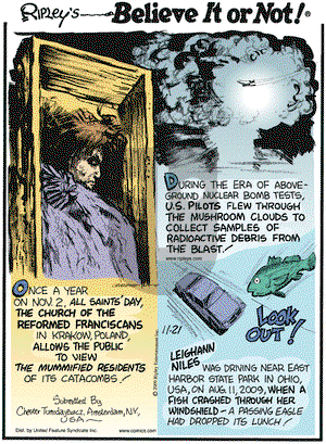 Ripley's Believe It or Not on Saturday November 21, 2009 Comic Strip