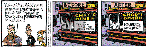 La Cucaracha on Wednesday November 11, 2009 Comic Strip
