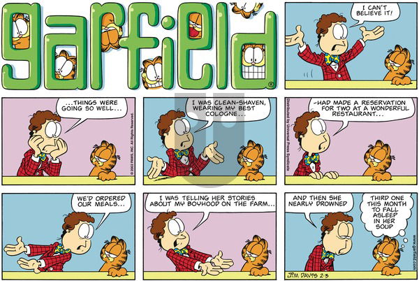 Garfield on Sunday February 3, 2002 Comic Strip