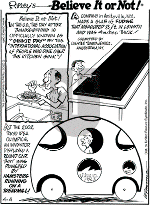 Ripley's Believe It or Not on Thursday April 4, 2002 Comic Strip