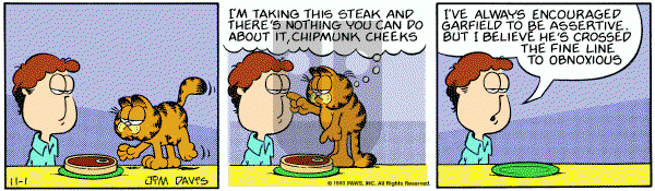 Garfield on Tuesday November 1, 1983 Comic Strip