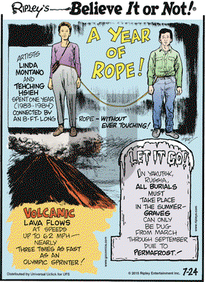 Ripley's Believe It or Not on Friday July 24, 2015 Comic Strip