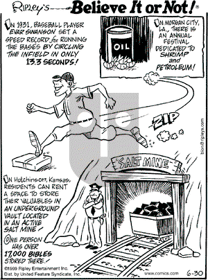Ripley's Believe It or Not on Wednesday June 30, 1999 Comic Strip