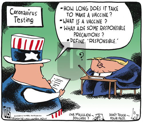 Tom Toles on Sunday March 8, 2020 Comic Strip