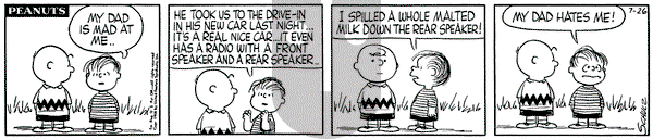 Peanuts on Saturday July 26, 1958 Comic Strip