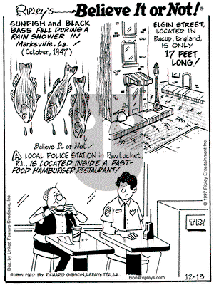 Ripley's Believe It or Not on Saturday December 13, 1997 Comic Strip