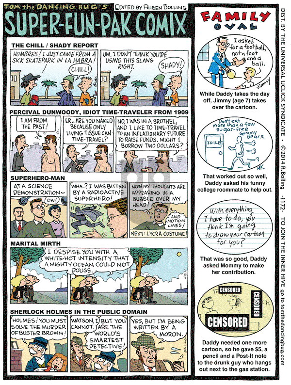 Tom the Dancing Bug on Friday January 24, 2014 Comic Strip