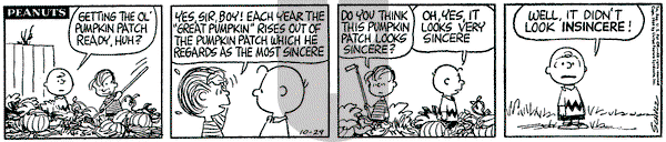 Peanuts on Thursday October 29, 1964 Comic Strip