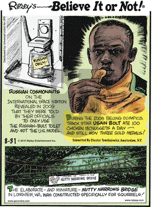 Ripley's Believe It or Not on Monday August 31, 2015 Comic Strip