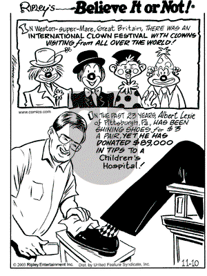 Ripley's Believe It or Not on Monday November 10, 2003 Comic Strip
