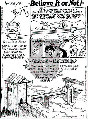 Ripley's Believe It or Not - Thursday July 1, 1999 Comic Strip