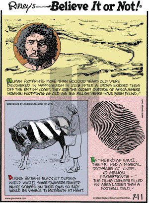 Ripley's Believe It or Not on Saturday July 11, 2020 Comic Strip