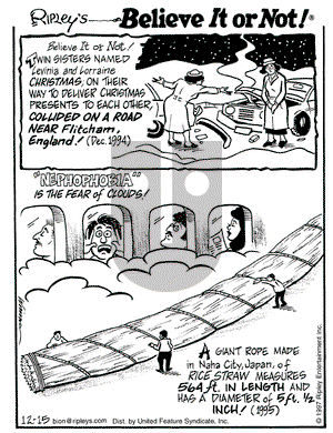 Ripley's Believe It or Not on Monday December 15, 1997 Comic Strip