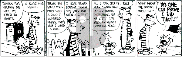 Calvin and Hobbes - Wednesday December 7, 1994 Comic Strip