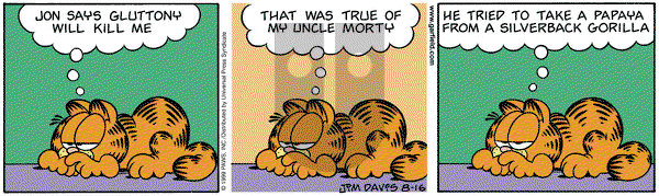 Garfield on Monday August 16, 1999 Comic Strip