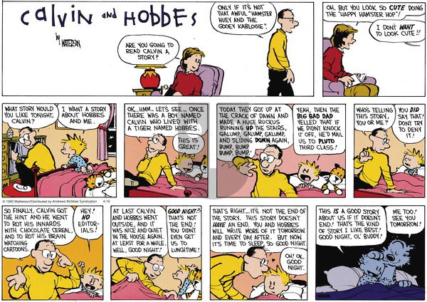 Calvin and Hobbes - Sunday April 19, 2020 Comic Strip