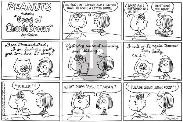 Peanuts on Sunday July 25, 1976 Comic Strip