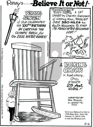 Ripley's Believe It or Not on Saturday April 6, 2002 Comic Strip