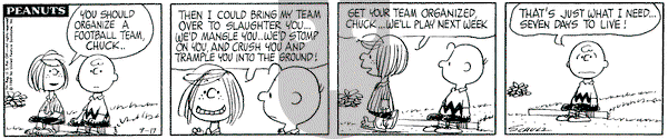 Peanuts on Wednesday September 17, 1969 Comic Strip