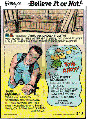Ripley's Believe It or Not on Wednesday August 12, 2015 Comic Strip