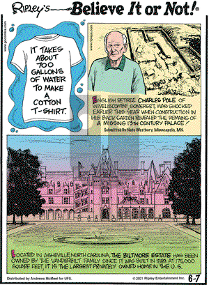 Ripley's Believe It or Not on Monday June 7, 2021 Comic Strip