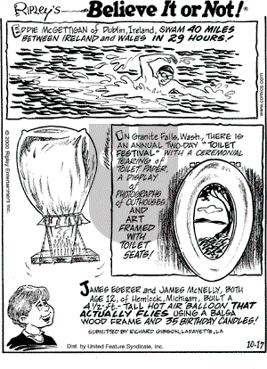 Ripley's Believe It or Not on Tuesday October 17, 2000 Comic Strip