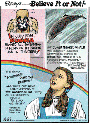Ripley's Believe It or Not on Wednesday October 29, 2014 Comic Strip